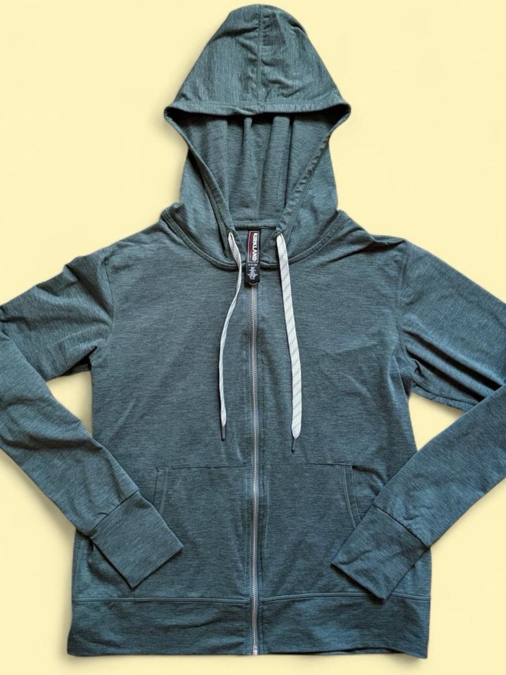 Kirkland Signature Heather Slate-Like Zip Hoodie in Teal Gray